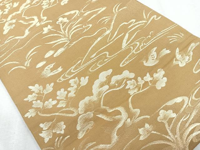 平和屋着物◎六通柄袋帯　流水花鳥文　金糸　正絹　逸品　CAAZ7588nb
