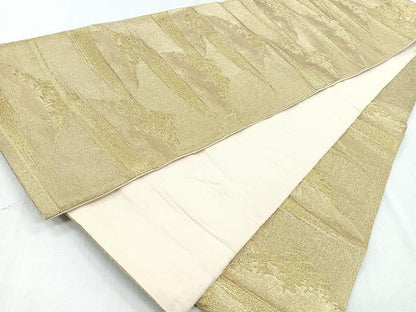 平和屋着物◎六通柄袋帯　風景文　金糸　正絹　逸品　CAAZ7589nb