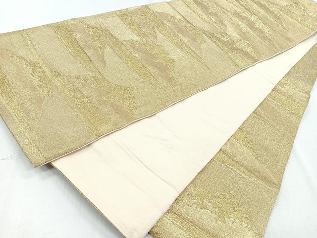 平和屋着物◎六通柄袋帯　風景文　金糸　正絹　逸品　CAAZ7589nb