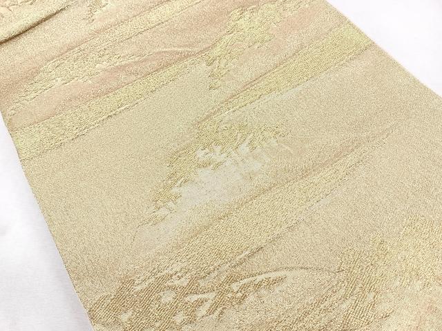 平和屋着物◎六通柄袋帯　風景文　金糸　正絹　逸品　CAAZ7589nb