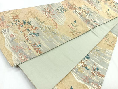 平和屋着物◎六通柄袋帯 道長枝花文 金糸 正絹 逸品 CAAZ7599nb
