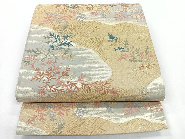 平和屋着物◎六通柄袋帯 道長枝花文 金糸 正絹 逸品 CAAZ7599nb