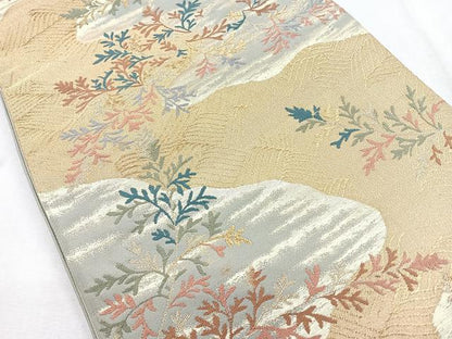平和屋着物◎六通柄袋帯 道長枝花文 金糸 正絹 逸品 CAAZ7599nb