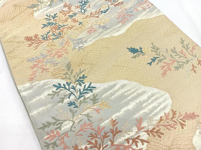 平和屋着物◎六通柄袋帯 道長枝花文 金糸 正絹 逸品 CAAZ7599nb