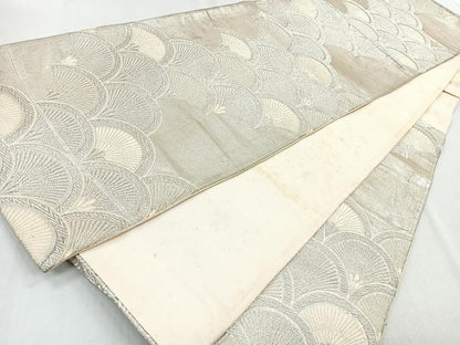 平和屋着物◎六通柄袋帯 松青海波 銀糸 正絹 逸品 CAAZ7600nb
