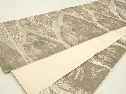 平和屋着物◎六通柄袋帯　風景花文　金銀糸　正絹　逸品　CAAZ7624in