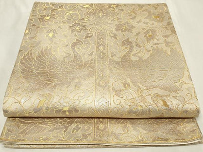 平和屋着物◎六通柄袋帯 双鳥更紗花文 金銀糸 正絹 逸品 CAAZ7629in