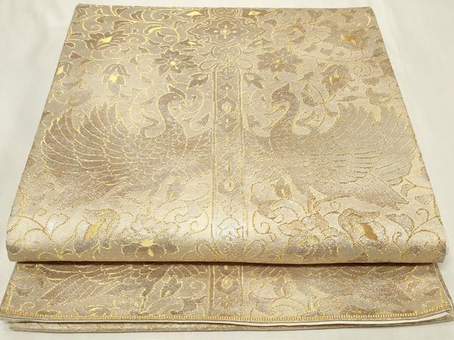 平和屋着物◎六通柄袋帯 双鳥更紗花文 金銀糸 正絹 逸品 CAAZ7629in