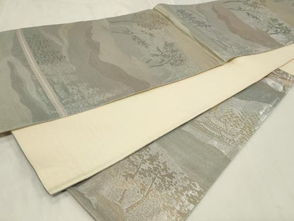 平和屋着物◎六通柄袋帯 風景草木文 金銀糸 正絹 逸品 CAAZ7637in