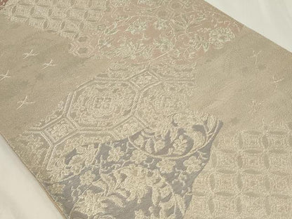 平和屋着物◎六通柄袋帯 蜀江花唐草文 銀糸 正絹 逸品 CAAZ7639in