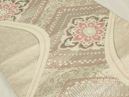平和屋着物◎六通柄袋帯 唐織 菱花文 プラチナ箔二重織 正絹 逸品 CAAZ7642in