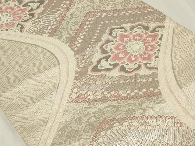 平和屋着物◎六通柄袋帯 唐織 菱花文 プラチナ箔二重織 正絹 逸品 CAAZ7642in