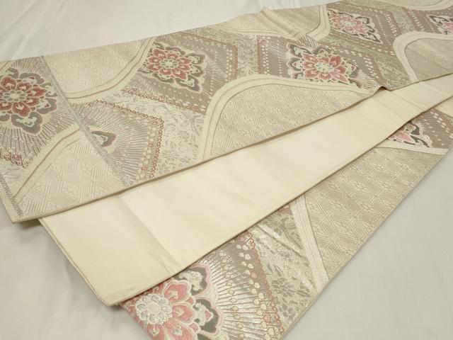 平和屋着物◎六通柄袋帯 唐織 菱花文 プラチナ箔二重織 正絹 逸品 CAAZ7642in