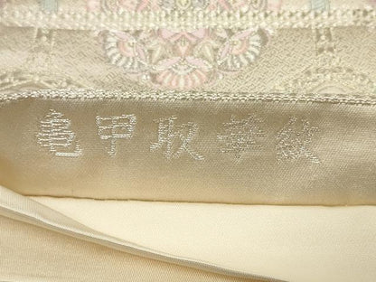 平和屋着物◎六通柄袋帯 亀甲取華紋 金銀糸 正絹 逸品 CAAZ7646in