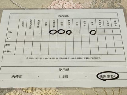 平和屋着物◎六通柄袋帯　唐織　扇面草花文　金銀糸　正絹　逸品　CAAZ7647in