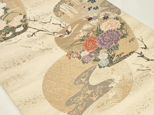 平和屋着物◎六通柄袋帯 唐織 流水花鳥文 金糸 正絹 逸品 CAAZ7655in