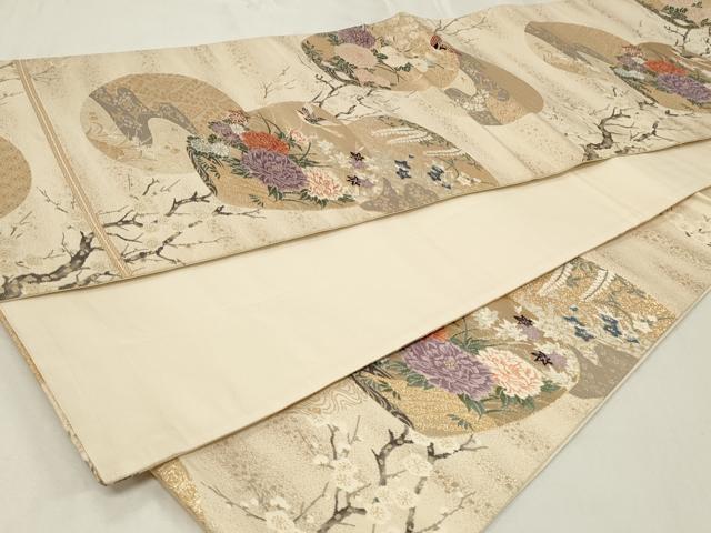 平和屋着物◎六通柄袋帯 唐織 流水花鳥文 金糸 正絹 逸品 CAAZ7655in