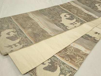 平和屋着物◎六通柄袋帯 鳳凰花唐草文 金糸 正絹 逸品 CAAZ7657in