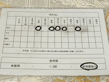 平和屋着物◎六通柄袋帯 菱更紗花文 金銀糸 正絹 逸品 CAAZ7661in