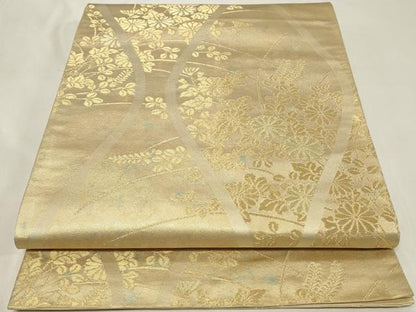平和屋着物◎六通柄袋帯 立涌草花文 金糸 引箔 正絹 逸品 CAAZ7663in