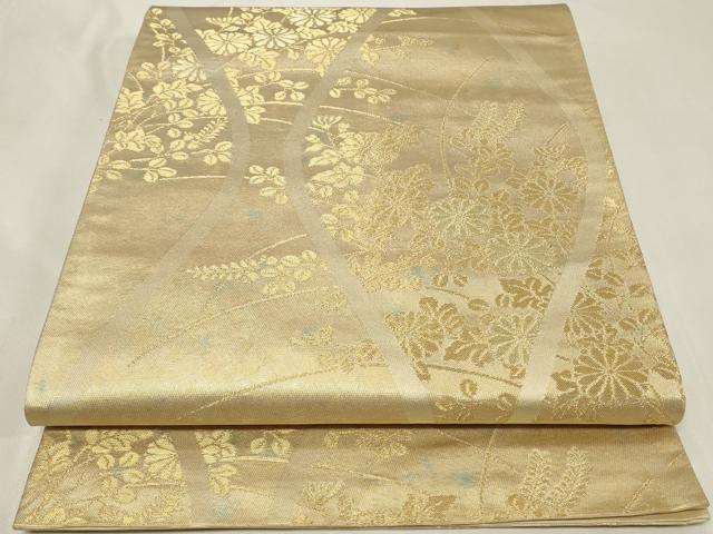 平和屋着物◎六通柄袋帯 立涌草花文 金糸 引箔 正絹 逸品 CAAZ7663in