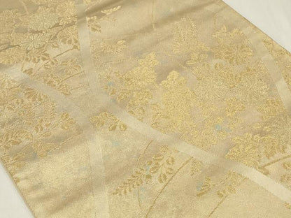 平和屋着物◎六通柄袋帯 立涌草花文 金糸 引箔 正絹 逸品 CAAZ7663in