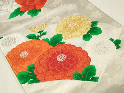 平和屋着物◎六通柄袋帯 唐織 地紙亀甲花文 金銀糸 正絹 逸品 CAAZ7665in