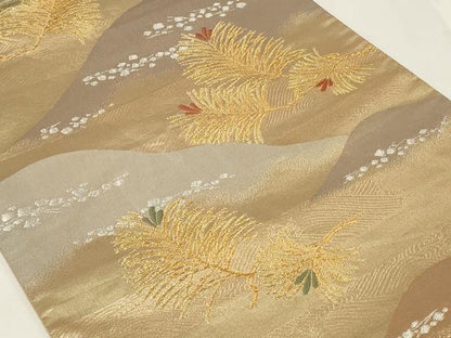 平和屋着物◎六通柄袋帯 唐織 遠山枝松文 金銀糸 正絹 逸品 CAAZ7668in