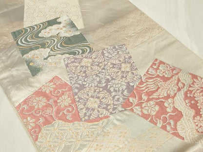 平和屋着物◎六通柄袋帯 色紙鳳凰花文 金銀糸 正絹 逸品 CAAZ7684in