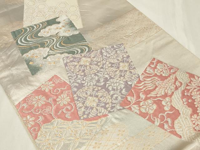 平和屋着物◎六通柄袋帯 色紙鳳凰花文 金銀糸 正絹 逸品 CAAZ7684in