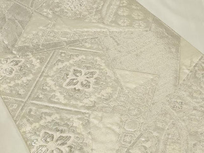 平和屋着物◎六通柄袋帯 亀甲錦華文 銀糸 正絹 逸品 CAAZ7685in