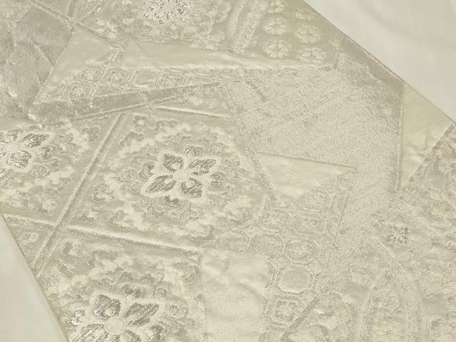平和屋着物◎六通柄袋帯 亀甲錦華文 銀糸 正絹 逸品 CAAZ7685in
