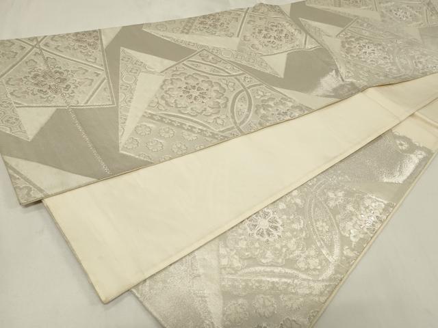 平和屋着物◎六通柄袋帯 亀甲錦華文 銀糸 正絹 逸品 CAAZ7685in