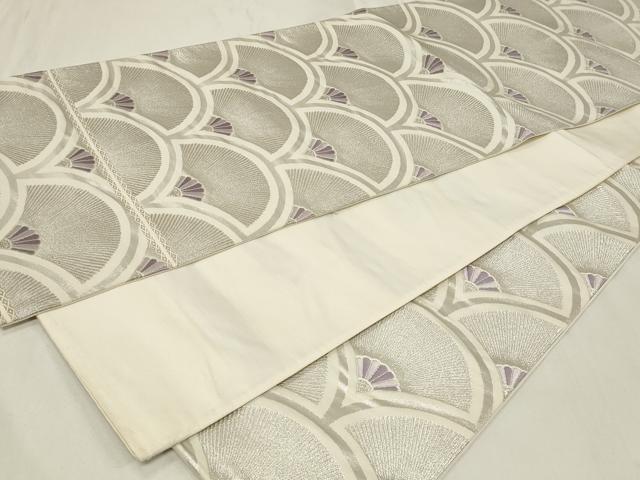 平和屋着物◎六通柄袋帯 唐織 青海波文 銀糸 正絹 逸品 CAAZ7689in