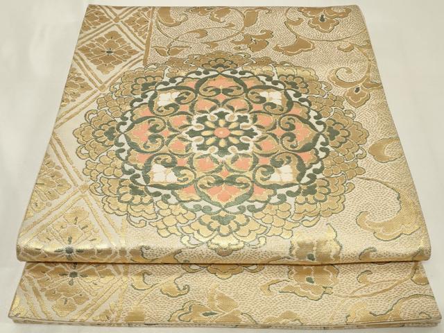 平和屋着物◎六通柄袋帯 正倉院花唐草文 金糸 正絹 逸品 CAAZ7693in