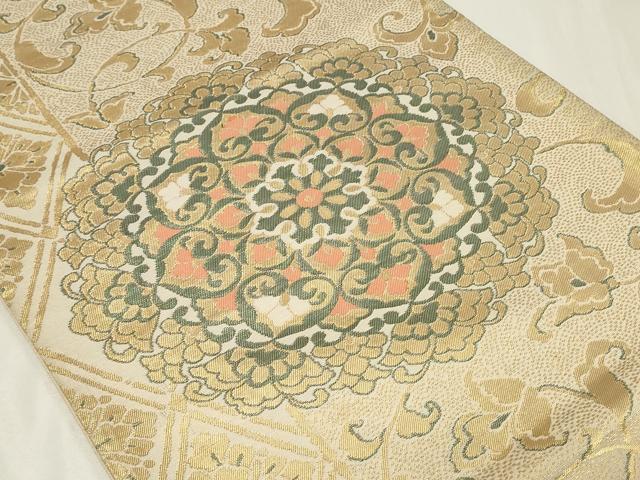 平和屋着物◎六通柄袋帯 正倉院花唐草文 金糸 正絹 逸品 CAAZ7693in