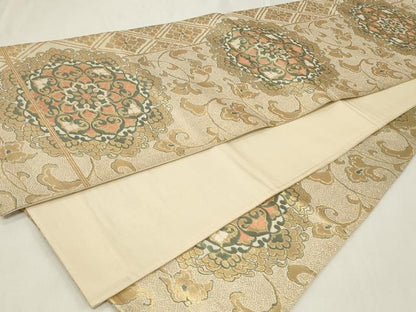 平和屋着物◎六通柄袋帯 正倉院花唐草文 金糸 正絹 逸品 CAAZ7693in