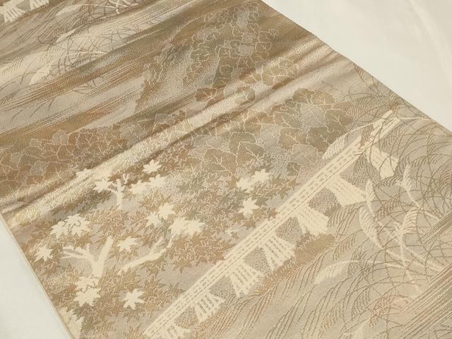 平和屋着物◎六通柄袋帯 風景枝葉文 金糸 正絹 逸品 CAAZ7702in