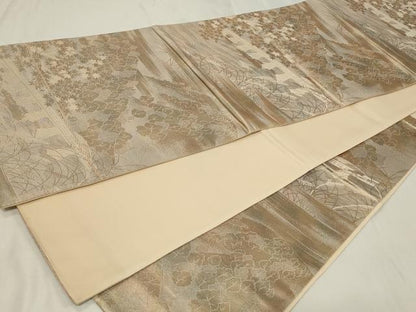 平和屋着物◎六通柄袋帯 風景枝葉文 金糸 正絹 逸品 CAAZ7702in