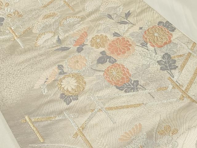 平和屋着物◎六通柄袋帯 唐織 綾小袖 草花文 金銀糸 正絹 逸品 CAAZ7703in