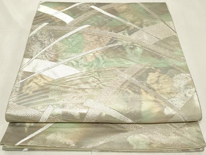 平和屋着物◎六通柄袋帯 抽象文様 銀糸 引箔 正絹 逸品 CAAZ7705in