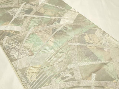 平和屋着物◎六通柄袋帯 抽象文様 銀糸 引箔 正絹 逸品 CAAZ7705in