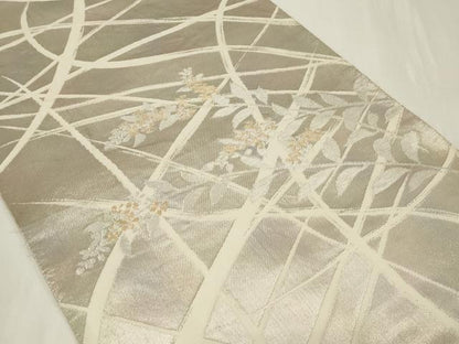 平和屋着物◎西陣 服部織物謹製 六通柄袋帯 こはく錦 枝花文 金銀糸 正絹 逸品 CAAZ7706in