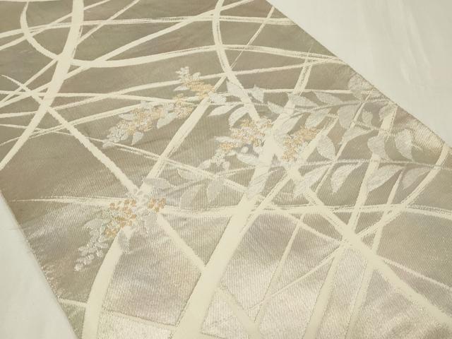 平和屋着物◎西陣 服部織物謹製 六通柄袋帯 こはく錦 枝花文 金銀糸 正絹 逸品 CAAZ7706in