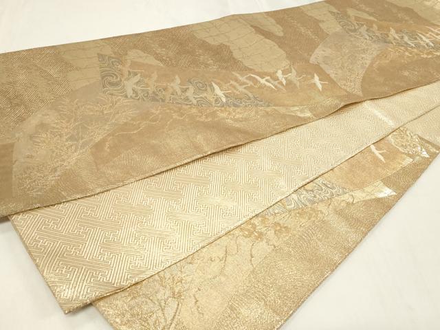 平和屋着物◎佐賀錦 六通柄袋帯 短冊流水飛鶴文 金糸 正絹 逸品 CAAZ7713in