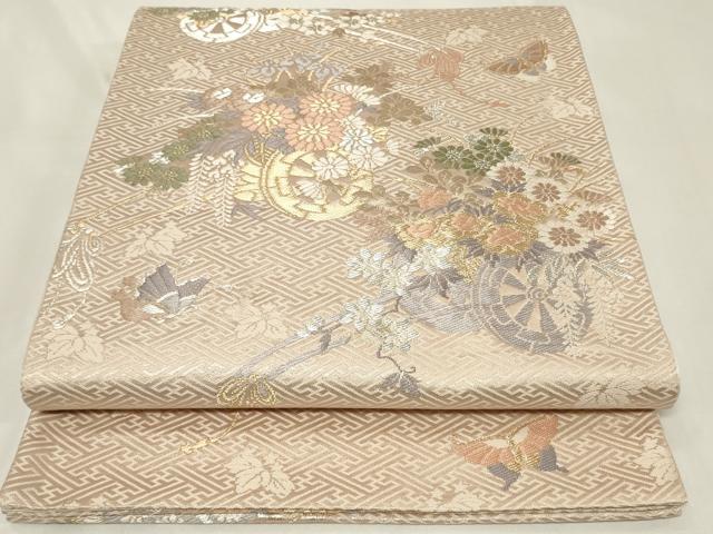 平和屋着物◎六通柄袋帯 花車舞蝶文 金銀糸 正絹 逸品 CAAZ7714in