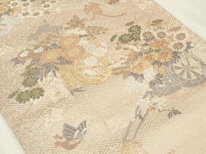 平和屋着物◎六通柄袋帯 花車舞蝶文 金銀糸 正絹 逸品 CAAZ7714in
