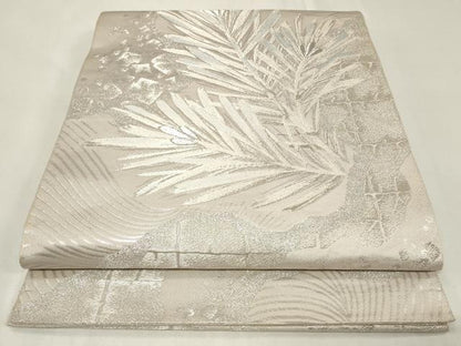 平和屋着物◎両面 六通柄袋帯 琳派光悦 箔散らし松文 銀糸 正絹 逸品 CAAZ7716in