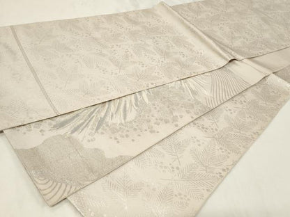 平和屋着物◎両面 六通柄袋帯 琳派光悦 箔散らし松文 銀糸 正絹 逸品 CAAZ7716in