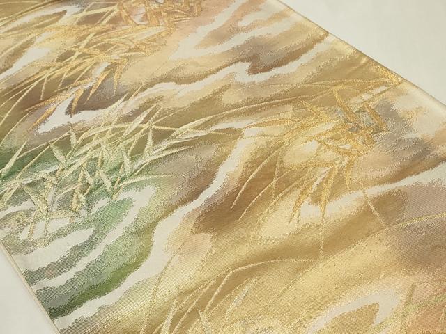 平和屋着物◎六通柄袋帯 霞枝葉文 金糸 正絹 逸品 CAAZ7717in